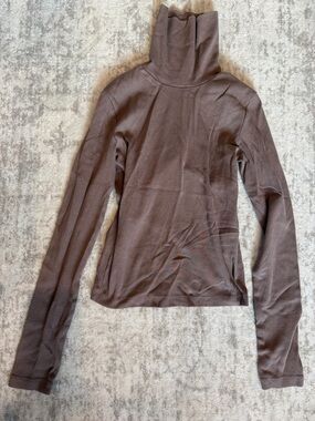 Zara Taupe Ribbed Long Sleeve Turtleneck